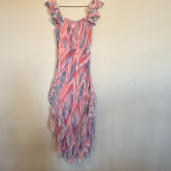NWT Ramy Brook “Anika” ruffle chiffon maxi dress in pink and blue hues. Size 2 - Picture 11 of 14
